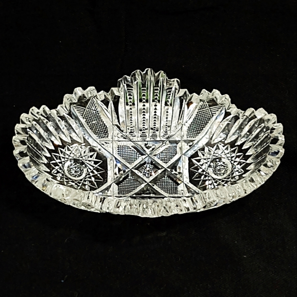 Antique American Brilliant Cut Crystal Oval Dish